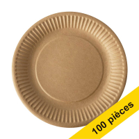 Offre : 5x Conpax Pure assiette jetable en carton 19 cm (20 pièces) - brun