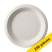 Offre : 5x Conpax Pure assiettes jetables en canne à sucre 23 cm (50 pièces) - blanc 402980
