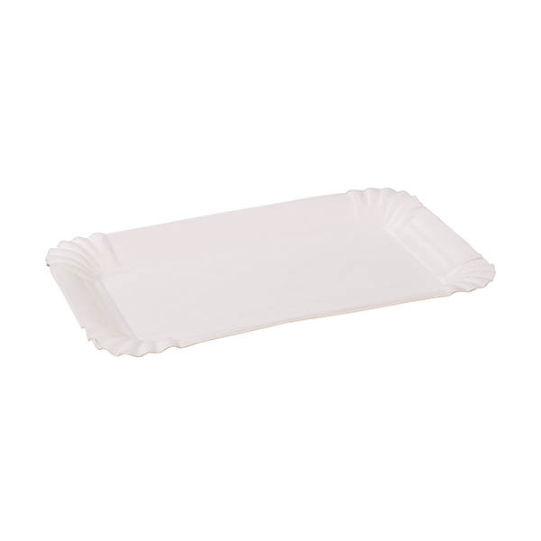 Plateau rectangulaire en carton 160 x 100 mm (2000 pièces) - blanc 423555 - 1