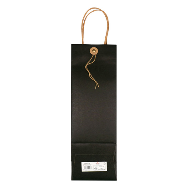 White label Sac en papier pour bouteille de vin avec fermeture - noir (10 pièces) 269881 402887 - 2