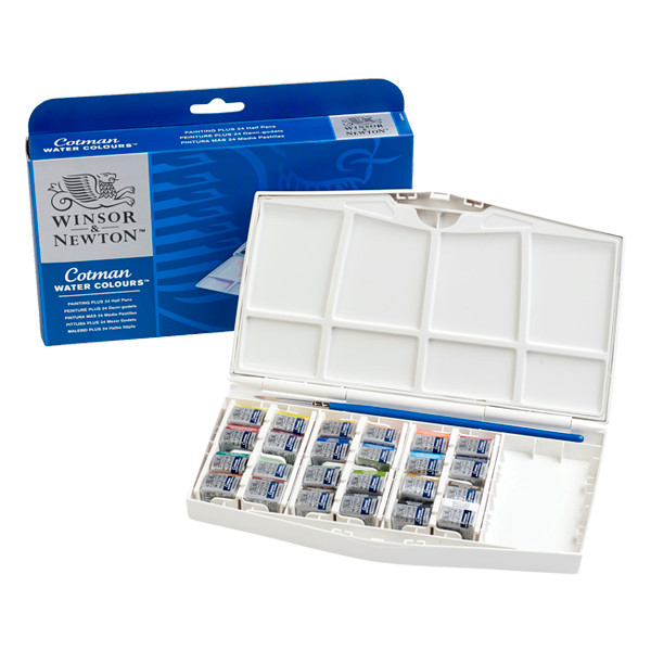 Winsor & Newton Cotman Plus coffret d'aquarelles (24 demi-godets) 390376 410511 - 1