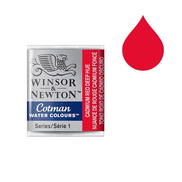 Winsor & Newton Cotman aquarelle (demi-godet) - 098 nuance de rouge de cadmium foncé 301098 410470 - 1