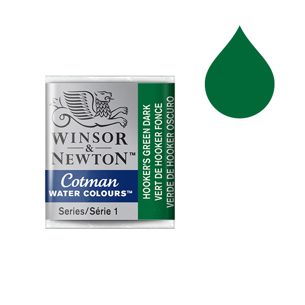 Winsor & Newton Cotman aquarelle (demi-godet) - 312 vert de Hooker foncé 301312 410481 - 1