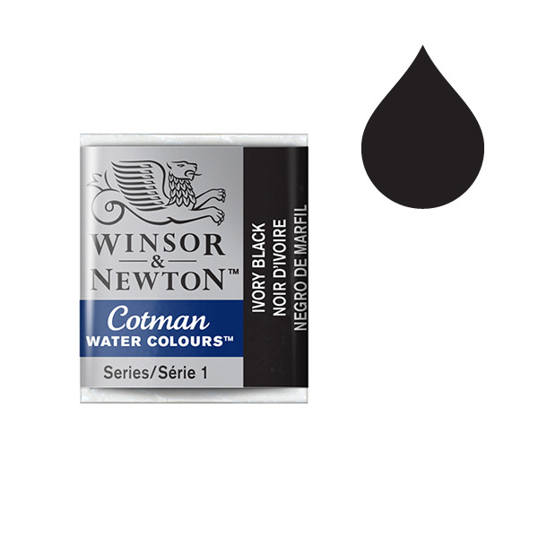 Winsor & Newton Cotman aquarelle (demi-godet) - 331 noir d'ivoire 301331 410487 - 1