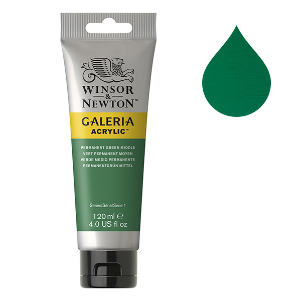 Winsor & Newton Galeria peinture acrylique (120 ml) - 484 vert permanent moyen 2131484 410156 - 1