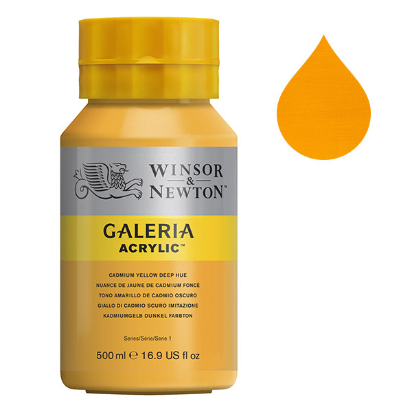 Winsor & Newton Galeria peinture acrylique (500 ml) - 115 nuance de jaune de cadmium foncé 2150115 410067 - 1