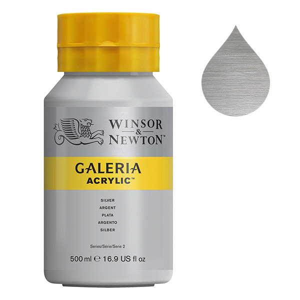 Winsor & Newton Galeria peinture acrylique (500 ml) - 617 argent 2150617 410111 - 1