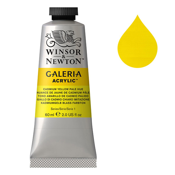 Winsor & Newton Galeria peinture acrylique (60 ml) - 114 nuance de jaune de cadmium pâle 2120114 410009 - 1