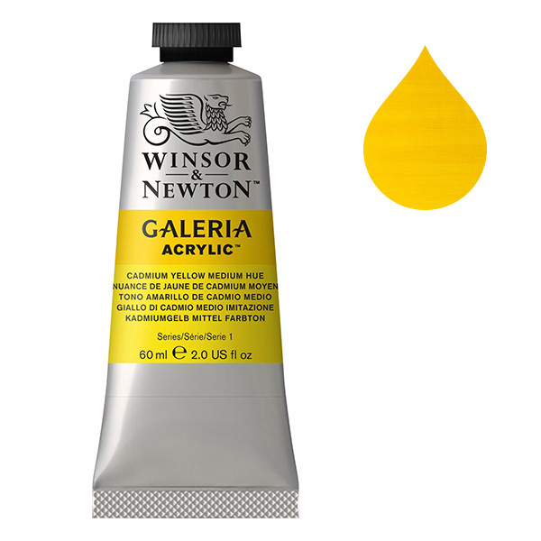 Winsor & Newton Galeria peinture acrylique (60 ml) - 120 nuance de jaune de cadmium moyen 2120120 410008 - 1