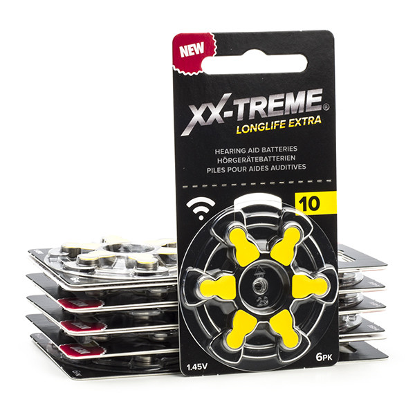 XX-TREME Longlife Extra 10 / PR70 / pile pour aides auditives 60 pièces (marque 123accu) - jaune  A1200016 - 1
