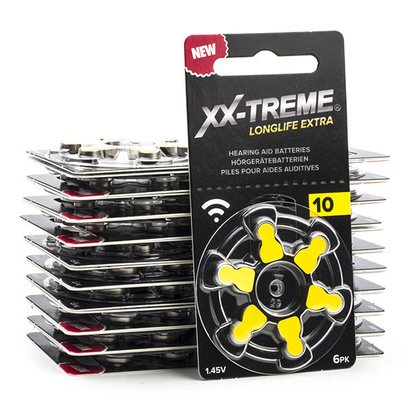 XX-TREME Longlife Extra 10 / PR70 / piles pour appareils auditifs 120 pièces (marque 123accu) - jaune A1200022 - 1