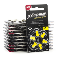 XX-TREME Longlife Extra 10 / PR70 / piles pour appareils auditifs 120 pièces (marque 123accu) - jaune A1200022