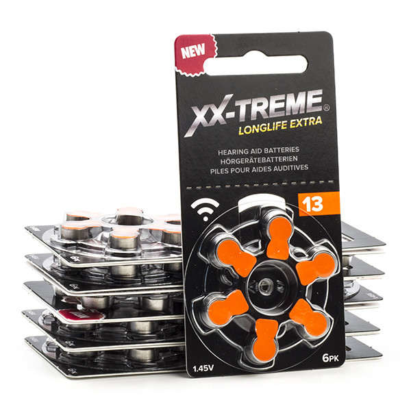XX-TREME Longlife Extra 13 / PR48 / pile pour aides auditives 60 pièces (marque 123accu) - orange  A1200015 - 1