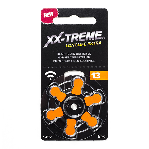XX-TREME Longlife Extra 13 / PR48 / pile pour aides auditives 6 pièces (marque 123accu) - orange 13A 13HP 13SA 7000ZD AC13 A1200019 - 1