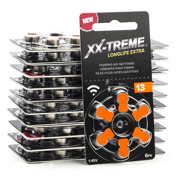 XX-TREME Longlife Extra 13 / PR48 / piles pour appareils auditifs 120 pièces (marque 123accu) - orange A1200020 - 1