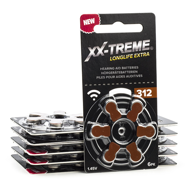 XX-TREME Longlife Extra 312 / PR41 / pile pour aides auditives 60 pièces (marque 123accu) - marron  A1200012 - 1