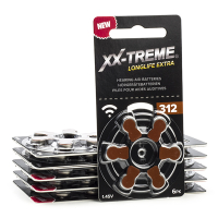 XX-TREME Longlife Extra 312 / PR41 / pile pour aides auditives 60 pièces (marque 123accu) - marron  A1200012