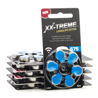 XX-TREME Longlife Extra 675 / PR44 / pile pour aides auditives 60 pièces (marque 123accu) - bleu  A1200011
