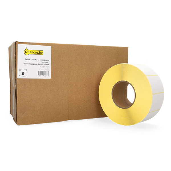 Marque 123encre remplace Zebra Z-Perform 1000D étiquette (3005807) 76 x 51 mm (6 rouleaux) 140379 - 1