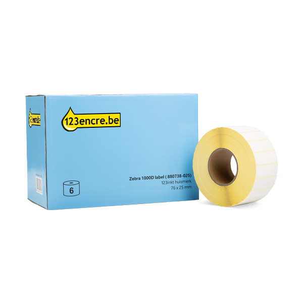 Zebra Marque 123encre remplace Zebra Z-Perform 1000D étiquette (880738-025) 76 x 25 mm (6 rouleaux) 880738-025C 141549 - 1