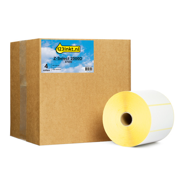 Marque 123encre remplace Zebra Z-Select 2000D étiquettes (87000) 100 x 50 mm (4 rouleaux) 140029 - 1