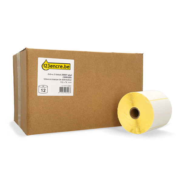 Marque 123encre remplace Zebra Z-Select 2000T (3006320) étiquette 102 x 76 mm (12 rouleaux) 140091 - 1