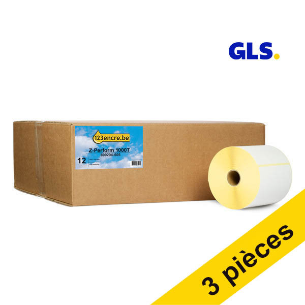 Offre : 3x Marque 123encre remplace Zebra Z-Perform 1000T étiquettes GLS (800294-605) 102 x 152 mm (12 rouleaux) 653249 - 1