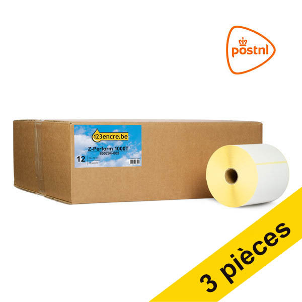 Offre : 3x Marque 123encre remplace Zebra Z-Perform 1000T étiquettes PostNL (800294-605) 102 x 152 mm (12 rouleaux) 653129 - 1