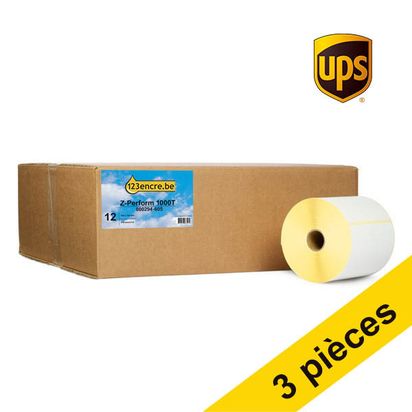 Offre : 3x Marque 123encre remplace Zebra Z-Perform 1000T étiquettes UPS (800294-605) 102 x 152 mm (12 rouleaux) 653189 - 1