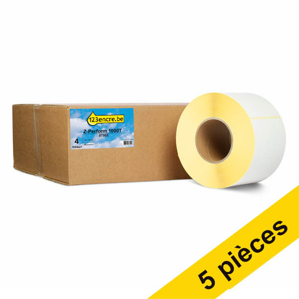 Offre : 5x Marque 123encre remplace Zebra Z-Perform 1000T étiquette (87985) 102 x 152 mm (4 rouleaux) 650730 - 1