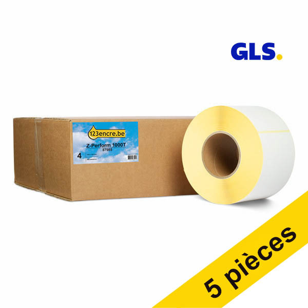 Offre : 5x Marque 123encre remplace Zebra Z-Perform 1000T étiquettes GLS (87985) 102 x 152 mm (4 rouleaux) 653250 - 1