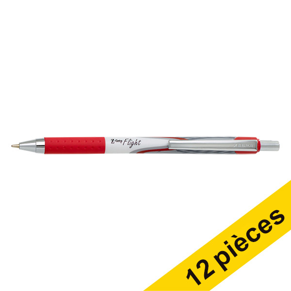 Zebra Pen Offre : 12x Zebra Z-Grip Flight stylo à bille - rouge  423819 - 1