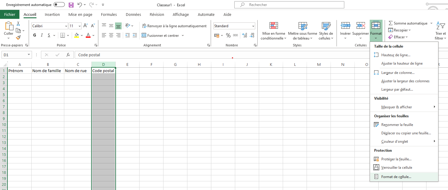 Mise en forme et formatage des cellules dans Excel