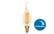 Ampoule flamme décorative dimmable or E14
