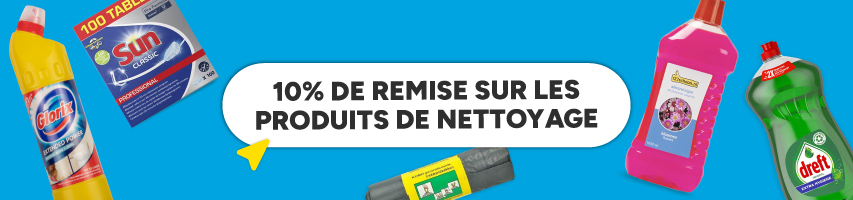 10% de remise sur les produits de nettoyage
