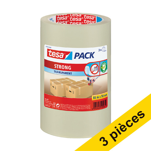 Tesa Pack Strong ruban adhésif d'emballage 50 mm x 66 m (3 rouleaux)